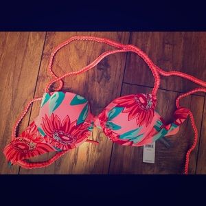 NWT American eagle coral bikini top size 34b